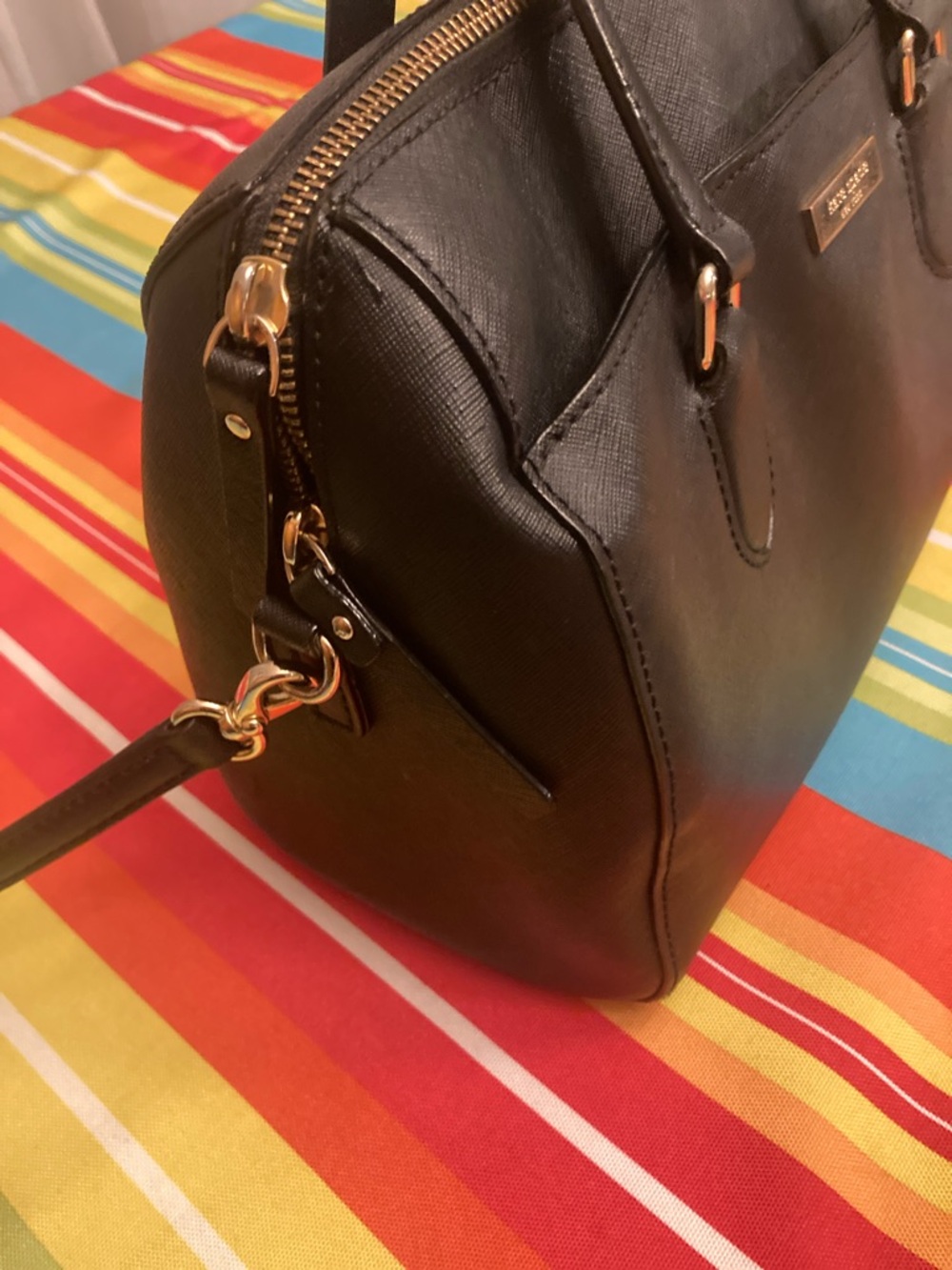 Genuine Kate Spade Laurel Way  Black Saffiano Leather Satchel with Gold Hardware - Picture 3 of 16